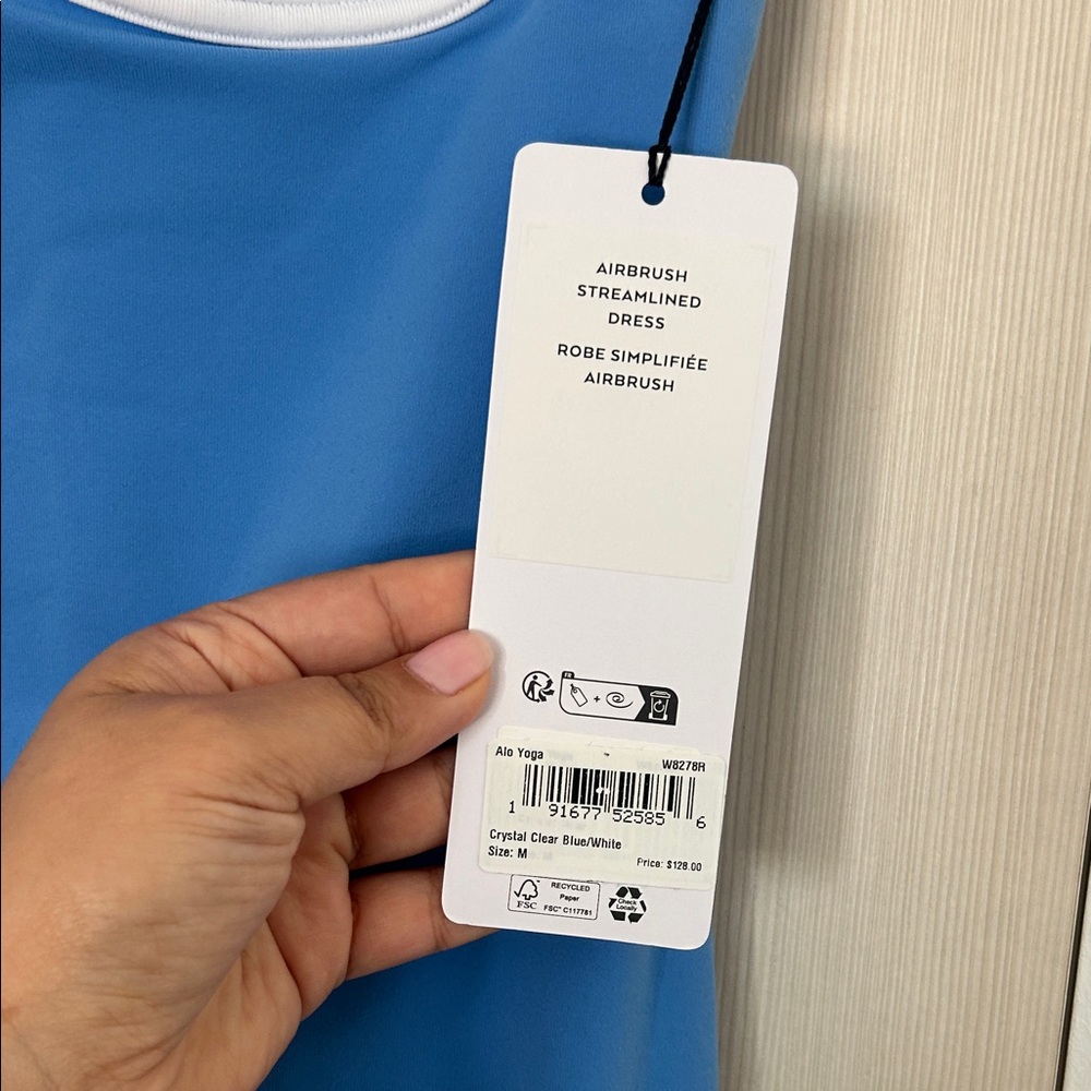 Alo Blue Slip Dress with White Trim - Picture 2 of 3